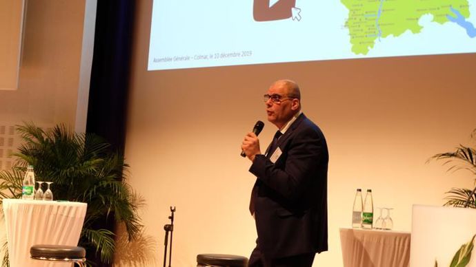 Jean-Marc Schacherer, directeur de la Cac, lors de l’AG du 10 décembre à Colmar : « La collecte tirée doit éviter les ruptures de charge. » © C. REIBEL